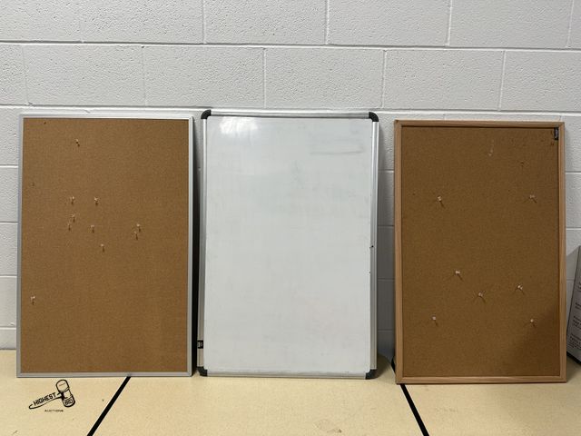 Lot 91-9463 - 2 KORK BOARDS &amp; 1 DRY ERASER BOARD 2FT X 3FT