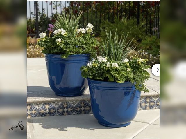 Lot 91-8672 - 18" THEO RESIN PLANTER COLBALT BLUE - SOME PHOTOS USED FOR DISPLAY PURPOSES ONLY