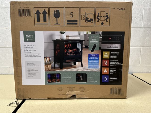 Lot 91-6412 - INFRARED ELECTRIC FIREPLACE STOVE HEATER - 1,500 WATTS / 5,200 BTU INFRARED QUARTZ HEATING ELEMENT -...