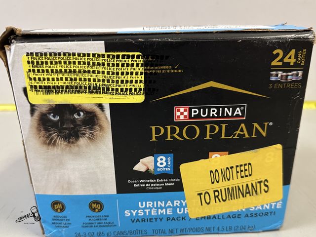 Lot 91-9565 - New 24PCK 3 ENTREES- OCEAN WHITE FISH ENTREE, CHICKEN ENTREE, TURKEY &amp; GIBLETS ENTREE PURINA PRO...