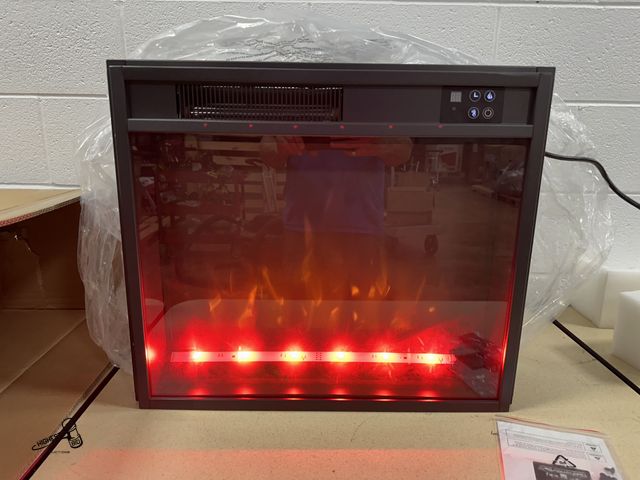 Lot 91-10380 - New 23 inch Electric Fireplace Insert Heater with Log Set Realistic Flame Overheating Protection wit...