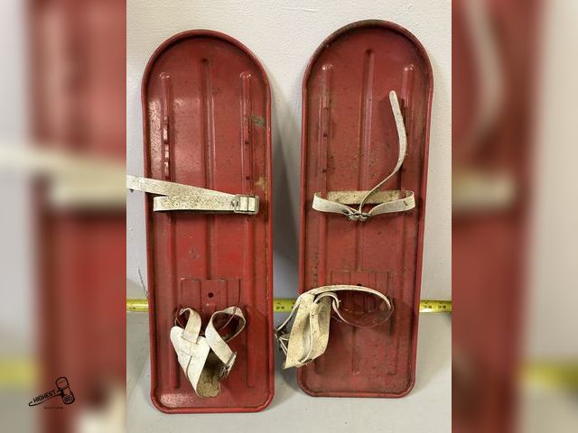 Lot 91-7996 - VINTAGE STEEL SNOW SHOES GREAT FOR YOUR WINTER CABIN DECOR