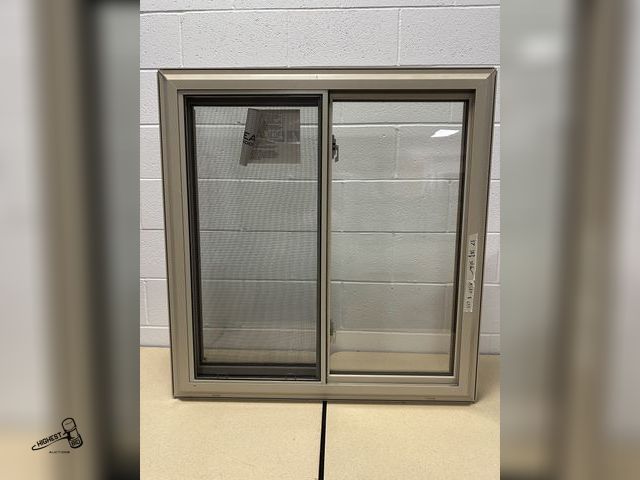 Lot 91-7840 - 37" X 38 1/2" POLAR SEAL MULD CASEMENT WINDOW WITH SCREENS - NEW - GRAY OUTSIDE - BROWN INSIDE - MIS...