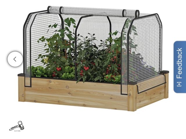 Lot 91-8564 - CEDARCRAFT MODEL CCG3449C CEDAR RAISED GARDEN BED 33" X 49" &amp; MODEL CCGC-34 GREENHOUSE NETING AN...