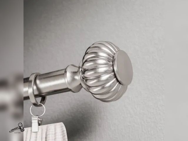 Lot 91-9837 - New MSRP $32.98 Better Homes &amp; Gardens 1" Brushed Nickel Knob Adjustable Single Curtain Rod Set,...