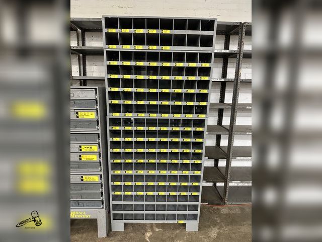 Lot 91-7467 - HEAVY DUTY KIMBALL MIDWEST - NUT &amp; BOLT BIN ORIGINIZER - MEASURES 35" WIDE X 78" TALL X 12" DEEP...