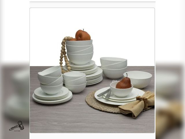 Lot 91-7375 - Mikasa Lattice 40-piece Bone China Dinnerware Set - 39 PIECE NOW MISSING ONE SMALL FRUIT BOWL - NEW ...