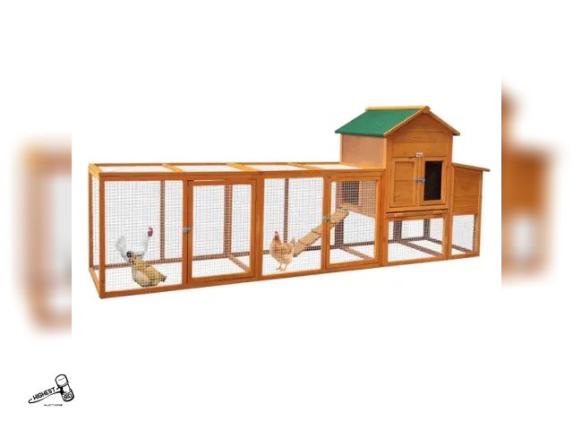 Lot 91-10233 - New IN BOX MSRP $275.99 FUNA Orange Wooden Chicken Coop Outdoor Elevated Hen House with Nesting Box ...
