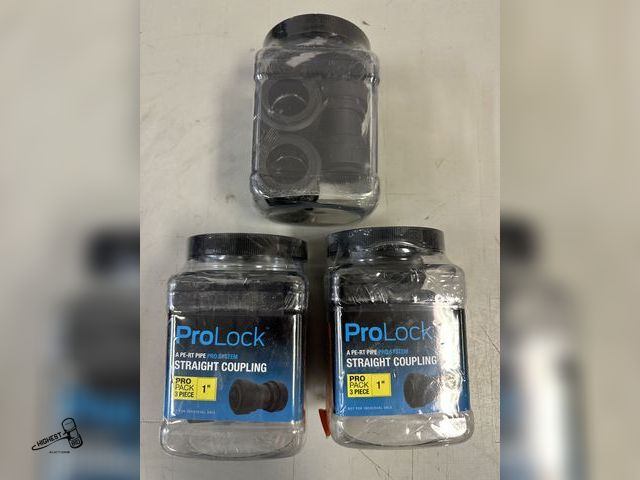 Lot 91-8145 - SHARK BITE PRO LOCK - 1" STRAIGHT COUPLING - 3 NEW CONTAINERS QTY 3 IN EACH