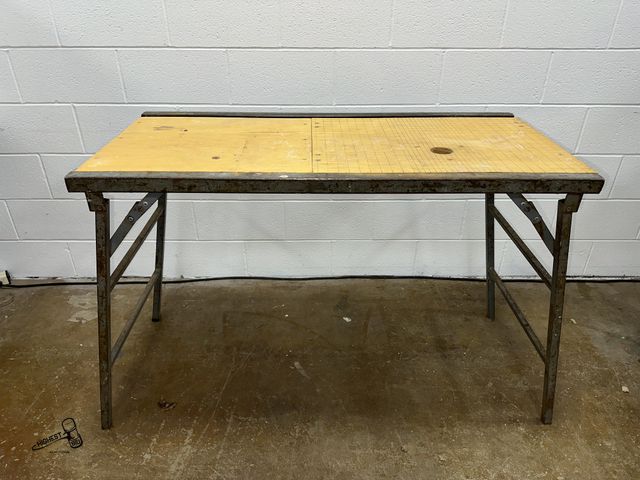 Lot 91-8762 - HEAVY DUTY PORTABLE METAL FRAMED WOODEN TOP SHOP TABLE 24" X 48" X 35"TALL