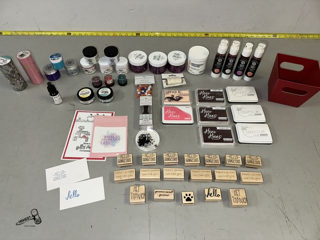 Lot 91-8387 - New CRAFTING &amp; SCRAP BOOKING SUPPLIES - HERO INKS - STAMPS - COSMIC SHIMMER AIRLESS MISTERS - SH...