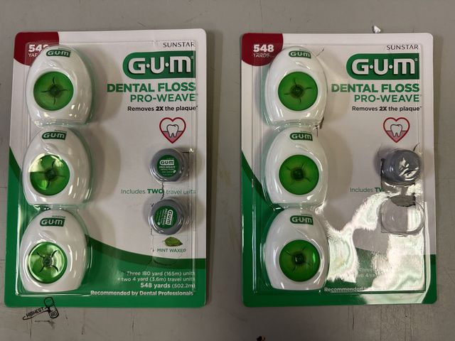 Lot 91-6679 - 2 SUNSTAR GUM DENTAL FLOSS PRO WEAVE KITS - ONE TRAVEL UNIT IS MISSING - MINT WAXED - REMOVES 2X THE...