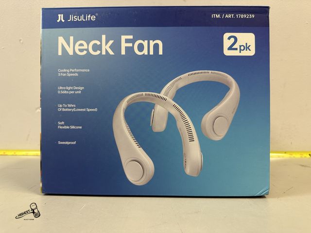 Lot 91-6224 - JISULIFE NECK FAN 2 PACK - COOLING PERFORMANCE - 3 FAN SPEEDS - ULTRA LIGHT DESIGN - UP TO 16 HOURS ...