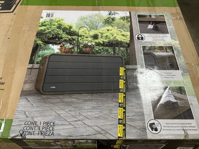 Lot 91-8015 - DECK BOX LIFETIME 165 GALLON NEW ASSEMBLED BROWN IN COLOR