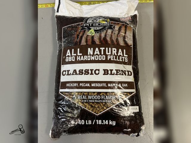 Lot 91-9400 - New PIT BOSS ALL NATURAL BBQ HARDWOOD PELLETS CLASSIC BLEND HICKORY, PECAN, MESQUITE, MAPLE &amp; OA...