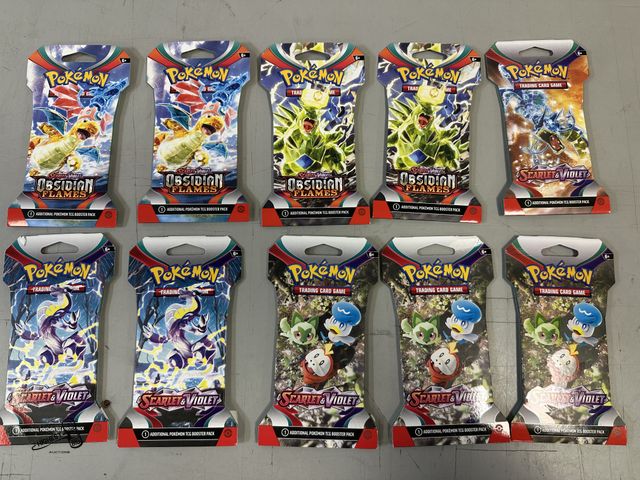 Lot 91-9595 - New IN PACKAGE 6 SCARLET &amp; VIOLET 4 SCARLET &amp; VIOLET OBSIDIAN FLAMES POKEMON TRADING CARDS 1...