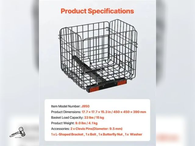 Lot 91-9396 - New VEVOR CAR BASKET MODEL: J950 COULD GO ON BIKE OR SCOOTER AS WELL