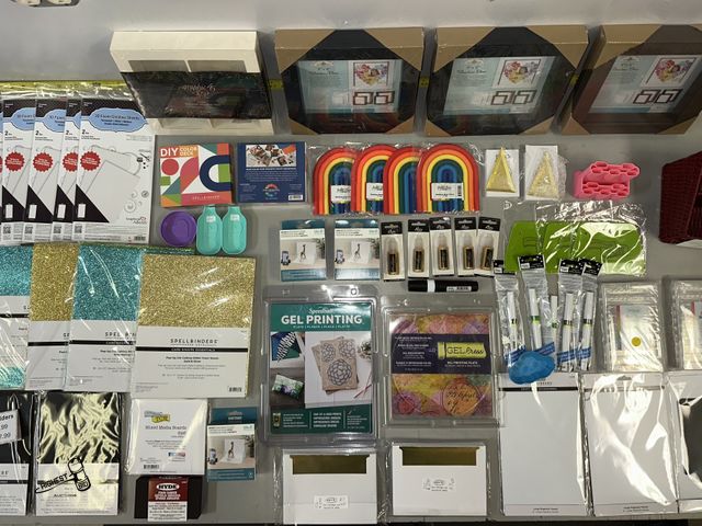 Lot 91-8378 - New TABLE FULL OF CRAFTING, STATIONARY &amp; SCRAP BOOK SUPPLIES - SHADOW BOXES - GLITTER MARKERS &a...