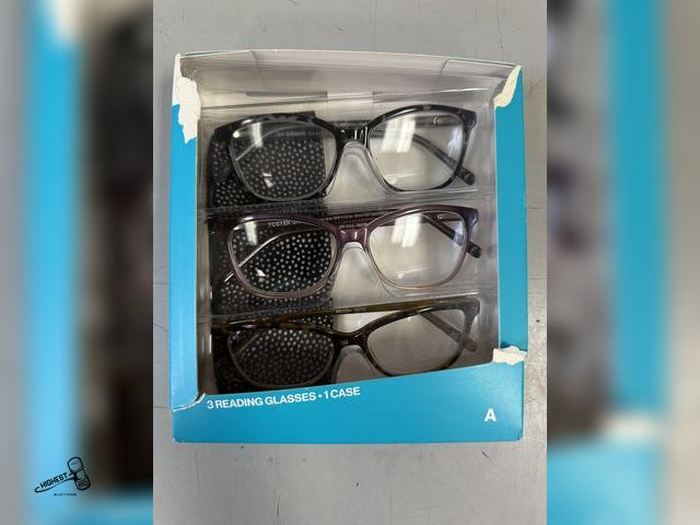Lot 91-6263 - DESIGN OPTICS BY FOSTER GRANT KIERSEY PLASTIC SQUARE READING GLASSES 3 PACK - +1.75 - OFFER UV PROTE...