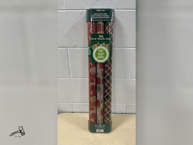 Lot 91-10544 - New KIRKLAND DOUBLE SIDED GIFT WRAP - 3 ROLLS 270 SQ FT TOTAL