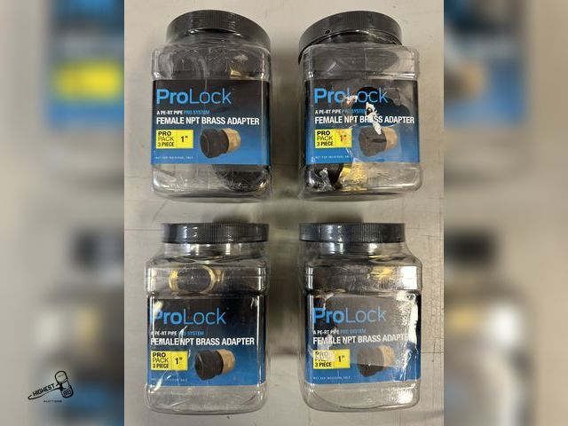 Lot 91-8170 - SHARK BITE PRO LOCK - 1" FEMALE NPT BRASS ADAPTER - 4 NEW CONTAINERS QTY 3 IN EACH