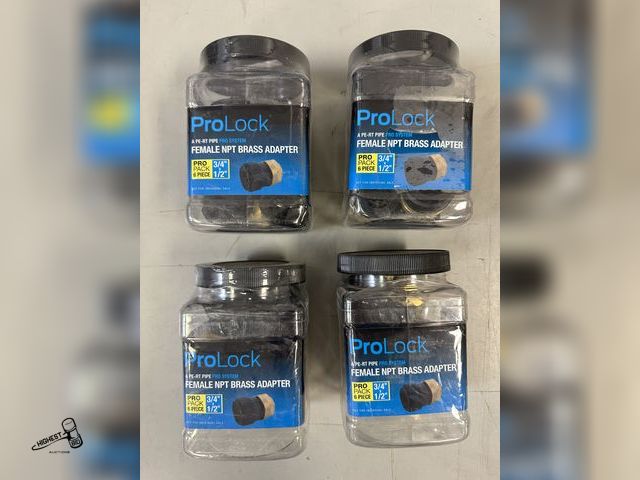 Lot 91-8169 - SHARK BITE PRO LOCK - 3/4" X 1/2" FEMALE NPT BRASS ADAPTER - 4 NEW CONTAINERS QTY 6 IN EACH