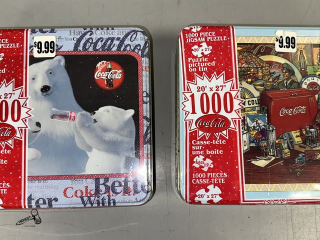 Lot 91-8913 - 2 COCA-COLA 1000 PIECE JIGSAW PUZZLES IN COLLECTIBLE TINS - SEALED NEW