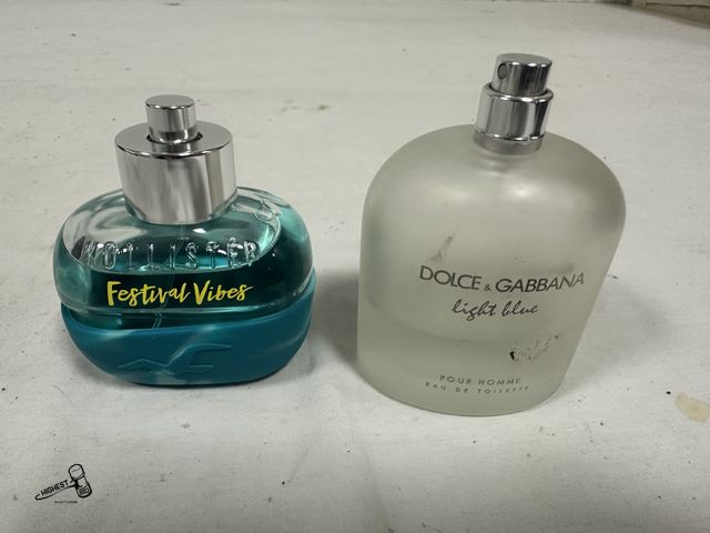 Lot 91-7680 - HOLLISTER FESTIVAL VIBES 3.4 OZ BOTTLE - DOLCE &amp; GABBANA LIGHT BLUE 4.2 OZ BOTTLE
