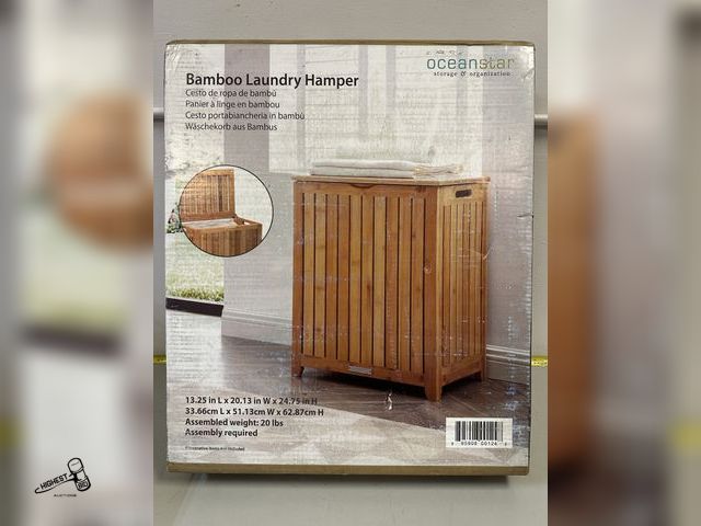 Lot 91-8633 - BAMBOO LAUNDRY HAMPER - OCEAN STAR STORAGE &amp; ORGANIZATION - 13.25"L X 20.13"W X 24.75"H - NEW IN...