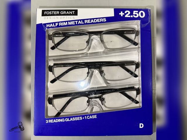 Lot 91-8740 - FOSTER GRANT HALF RIM METAL READERS +2.50 3 PAIR NO CASE INCLUDED