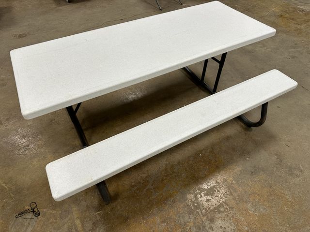 Lot 91-8800 - LIFETIME HEAVY DUTY FOLDING WHITE PICNIC TABLE