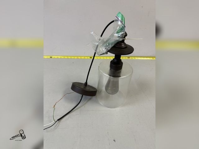 Lot 91-6371 - 5 1/2" X 7" GLASS CANASTER HANGING LIGHT