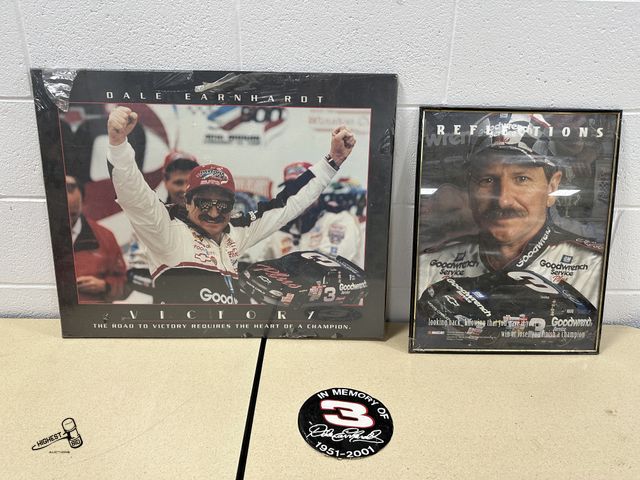 Lot 91-6705 - 2 DALE EARNHARDT NASCAR PICTURES - 28" X 22" - 20" X 16"