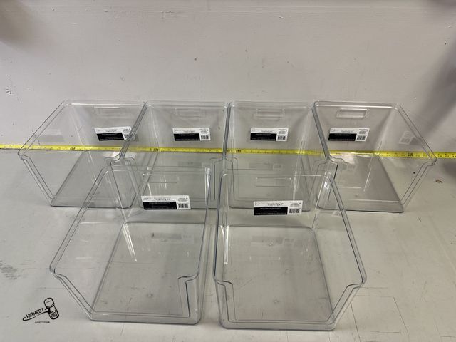 Lot 91-9756 - New Plastic 6 iDesign Plastic Open-Front Cabinet and Pantry Organizing Bin, Clear STACKABLE MAINSTAY...