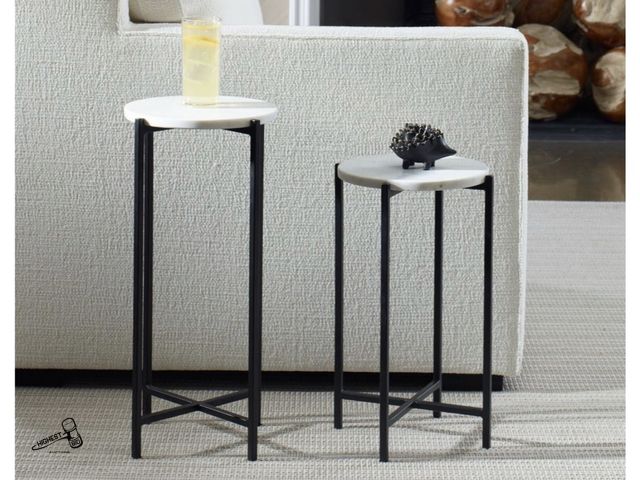 Lot 91-8755 - New MSRP $ 129.00 Concord 2-piece Marble Nesting Side Tables - UTTERMOST ACCENT FURNITURE 2 SIDE TAB...