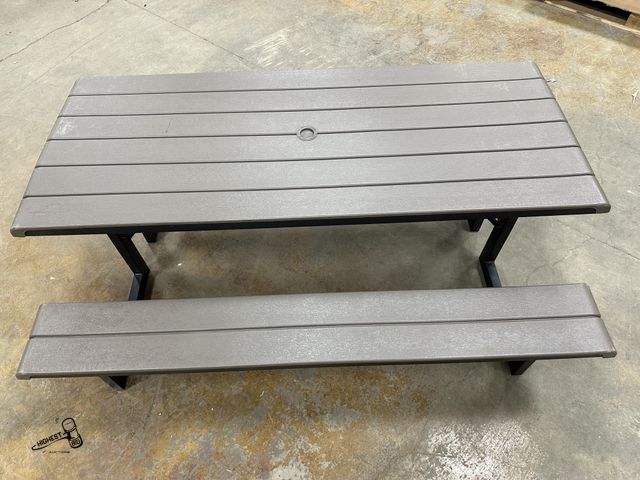 Lot 91-8568 - LIFETIME FOLDING PICNIC TABLE EASY STORAGE ONLY 4" THICK FOLDED UP