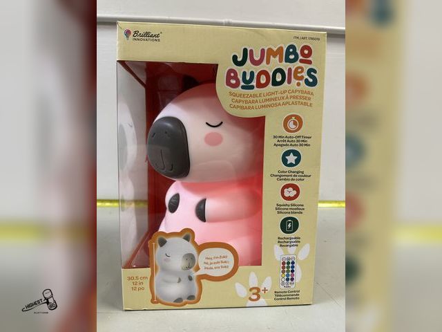 Lot 91-8614 - JUMBO BUDDIES SQUEEZABLE LIGHT-UP CAPYBARA - WITH REMOTE - COLOR CHANGING - SQUISHY SILICONE