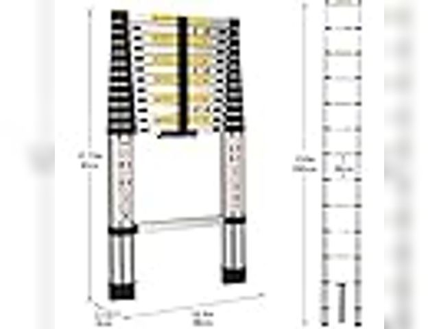 Lot 91-6427 - 3.8M TELESCOPING LADDER - MULTIPURPOSE FOLDING ALUMINUM EXTENSION LADDER - 12.5FT - CONVENIENT TO US...