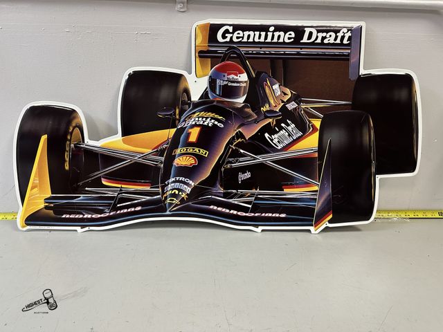 Lot 91-10482 - MILLER GENUINE DRAFT INDY RACE CAR METAL SIGN 20" X 39"