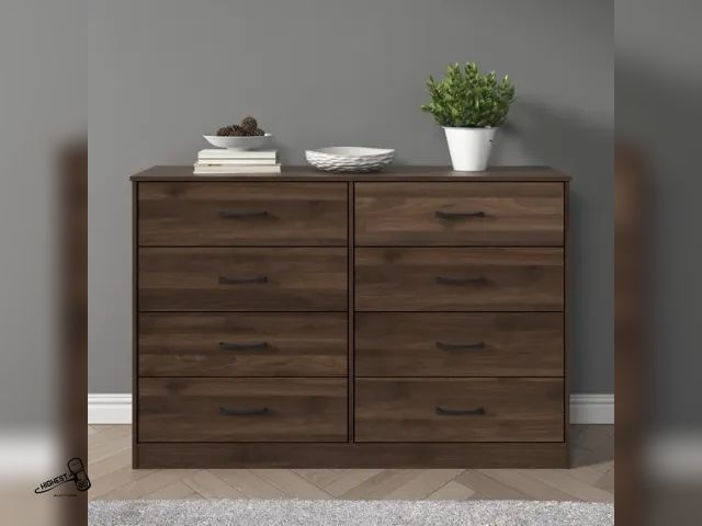 Lot 91-10211 - NEW MSRP $189.00 Mainstays Ardent 8 Drawer Dresser, 53.75 in Wide, Dark Walnut 1 DRAWER IS BROKEN AN...