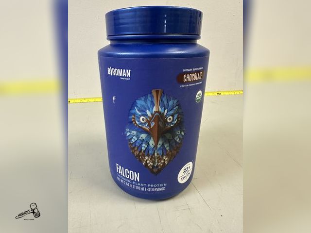 Lot 91-6219 - BIRDMAN FALCON ORGANIC VEGAN PROTEIN POWDER - CHOCOLATE - 40 SERVINGS - 2.64LB - 23G ORGANIC PLANT B...
