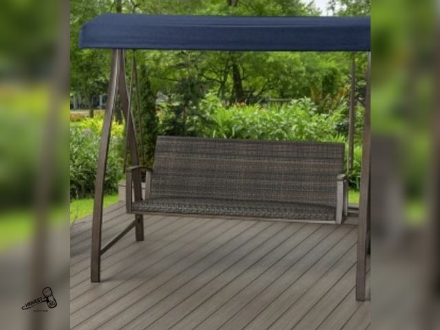 Lot 91-6516 - AGIO MCKINNON WOVEN PATIO SWING - ALUMINUM AND STEEL CONSTRUCTION - DURABLE POWDER COATED FINISH - S...