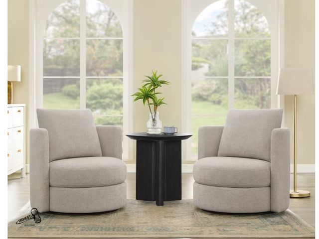 Lot 91-10435 - New MSRP $ 499.99 Thomasville Davos Swivel Chairs, 2-pack, Gray - 360-Degree Swivel Base - Sculptura...