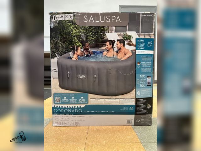Lot 91-6290 - MSRP $ 899.00 SALUSPA CORONADO ENERGYSENSE SQUARE AIR JET 4-6 PERSON INFLATABLE SPA - INFLATED SIZE:...