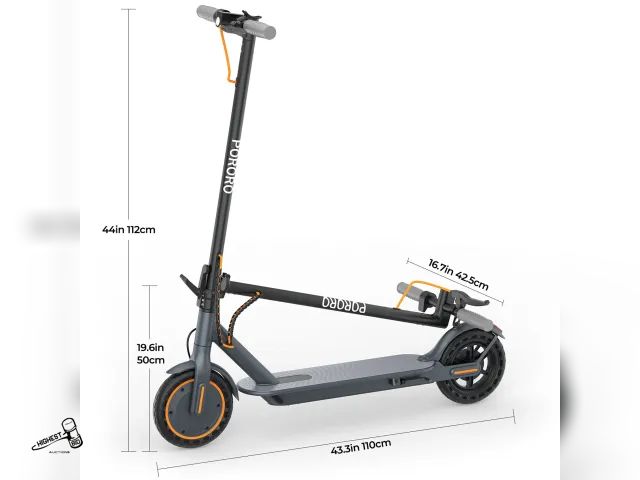 Lot 91-9507 - New PORORO HES20 Electric Scooter for Adults, Max 19 Miles Range, with 8.5" Tires, 350W, 10.5Ah, 19M...