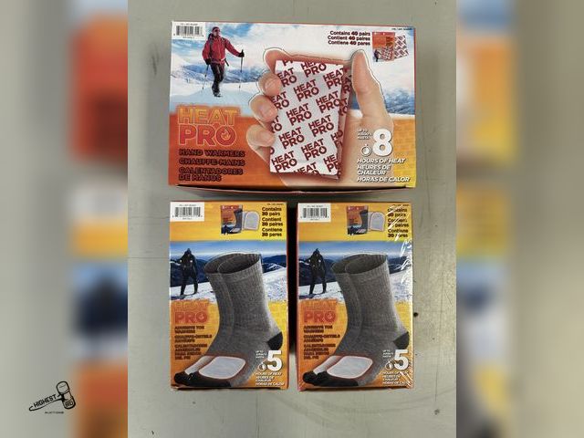 Lot 91-7376 - New HEAT PRO HAND AND TOE WARMERS - 2 BOXES OF TOE WARMERS TOTAL OF 57 - 1 BOX OF HAND 31 TOTAL PAIR...