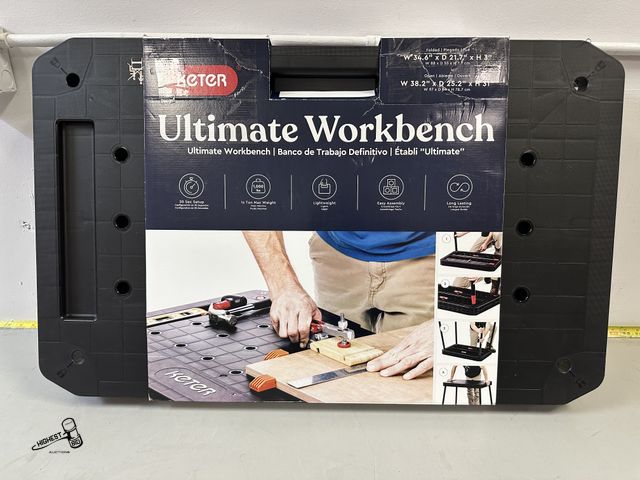 Lot 91-9362 - New KETER ULTIMATE WORKBENCH - FOLDED 34.6"W X 21.7"D X 3"H &amp; OPEN 38.2"W X 25.2"D X 31"H