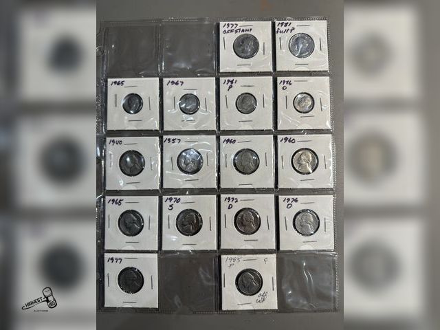 Lot 91-6546 - 16 ASSORTED COINS - 1977 OFFSTAMP QUARTER - 1981 FULL P QUARTER - 1965, 1967, 1981P, 1986D DIMES - 1...