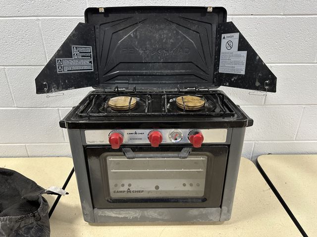 Lot 91-10342 - CAMP CHEF PROPANE  DELUXE OUTDOOR OVEN WITH 2 TOP BURNERS