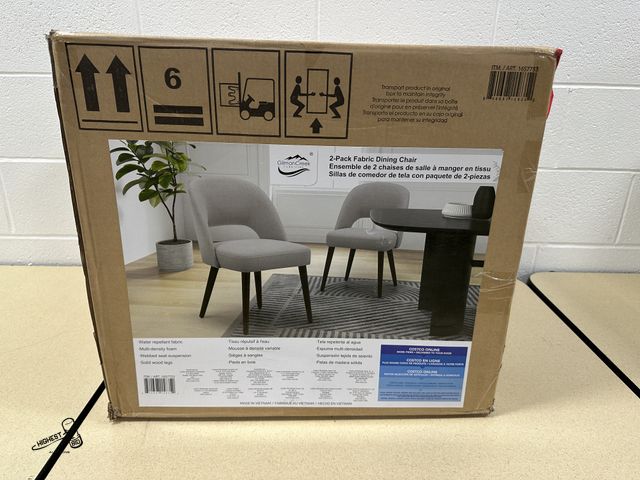 Lot 91-7479 - New GILMAN CREEK 2 PACK FABRIC DINING CHAIRS - WATER REPELLANT FABRIC - SOLID WOOD LEGS - MULTI DENS...